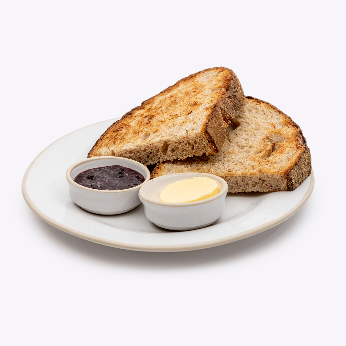 Dark Sourdough toast with Butter & Strawberry Jam